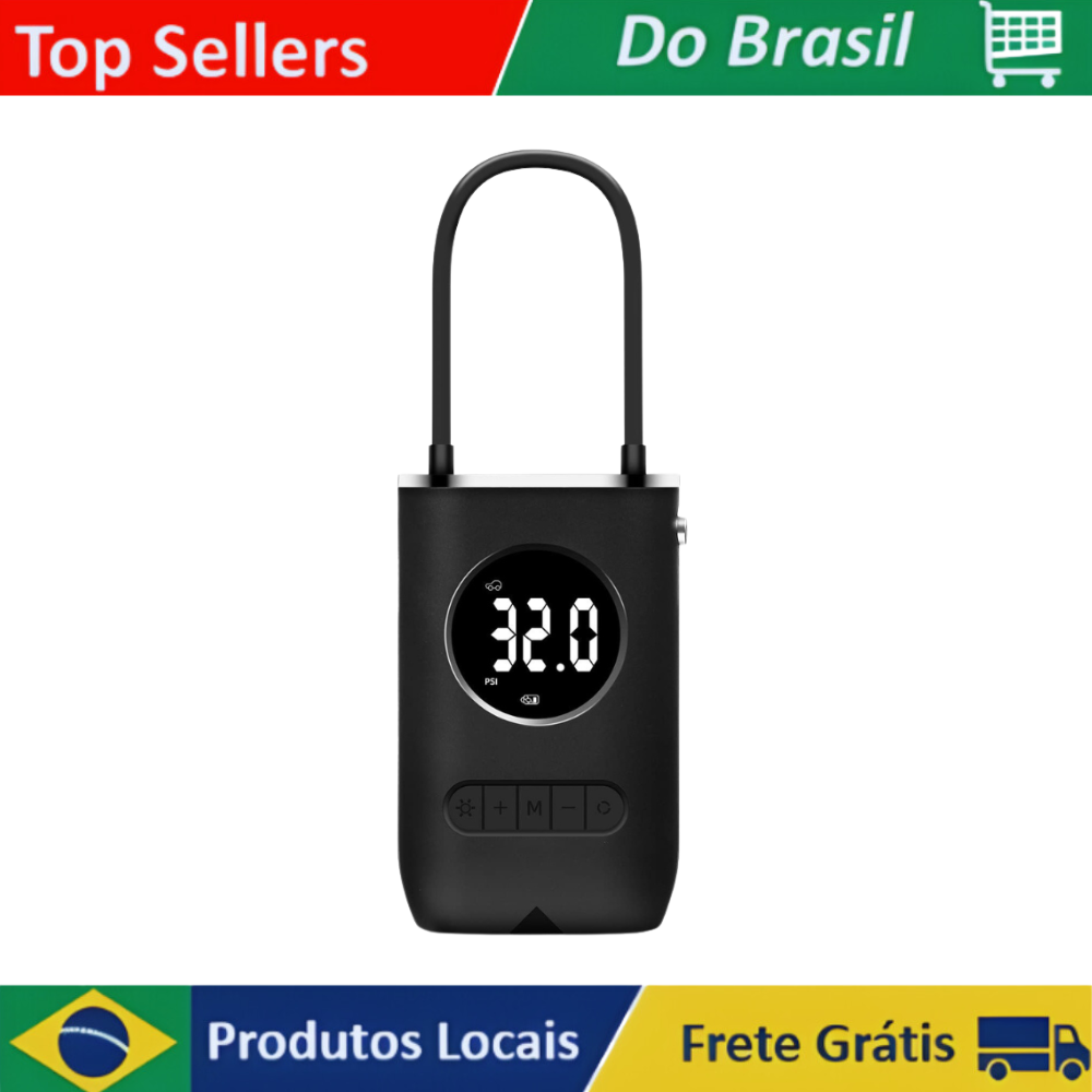 [MOEDAS R$46,91/APP/BRASIL] Mini Compressor de Ar Portátil Digital USB Recarregável Calibrador de Pneus