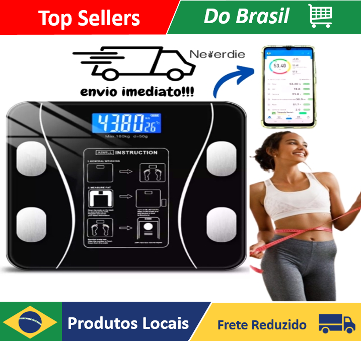 (Moedas R$14,72 | Do br) Balança Corporal Bioimpedância Profissional Bluetooth - Neverdie Store