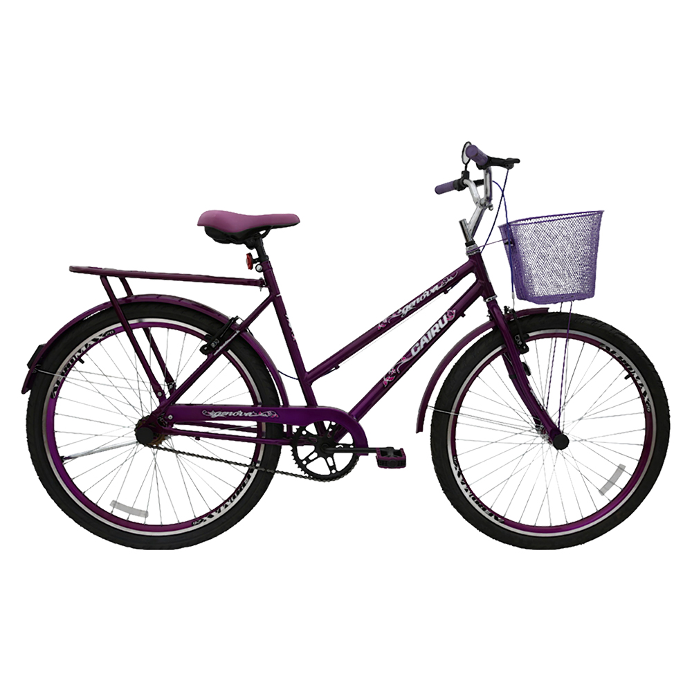 Bicicleta Aro 26 Cairu Personal Genova Freio V-Brake Com Cestinha - Roxo