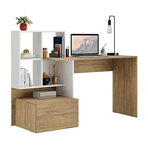 Escrivaninha Mesa para Computador Atlantis Multimóveis Branca/rustic