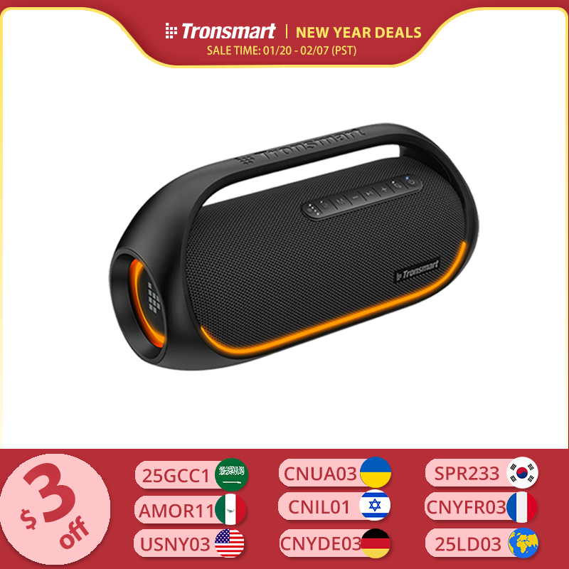 Caixa de Som Sem Fio Tronsmart Bang 60W, com Bluetooth 5.3 e Alça para Transporte