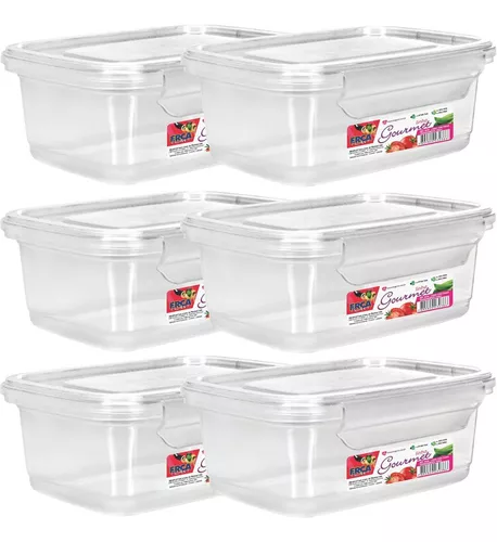 [R$4,50 CADA] Kit 6 Potes Marmita Seman Reutilizável 750ml Travas, BPA FREE e ATÓXICO.