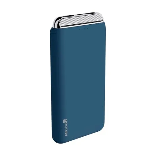 Power Bank Geonav Carregador Portátil Universal 12.000 mAh, 2 Saídas USB + 1 Saída USB-C, PB12KMB, Azul Marinho ou Branco