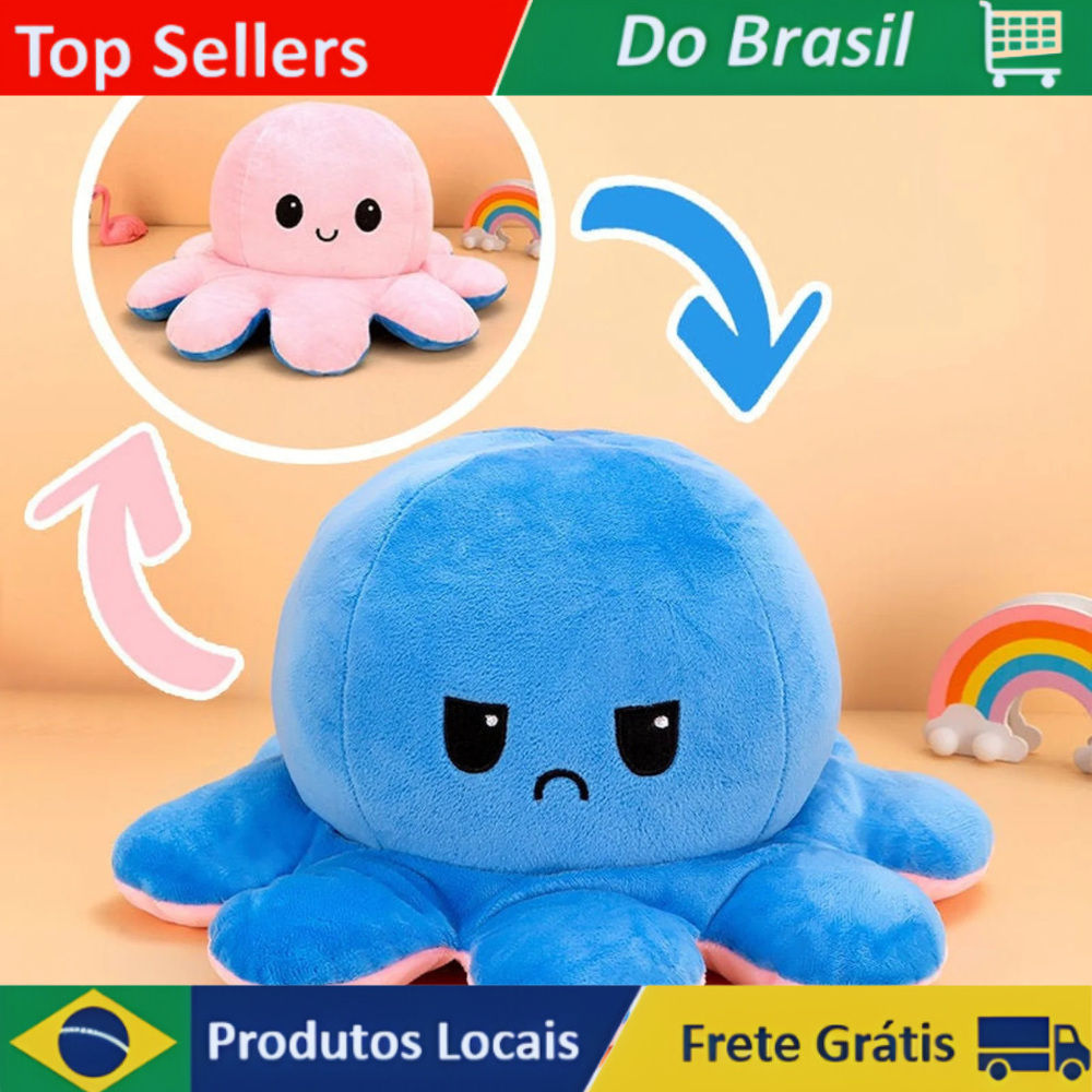 (R$7,32 MOEDAS) Polvo de Pelúcia Reversível com Humor Bipolar - Feliz e Triste - Pop Fun Sortido - 30cm - AliExpress 26