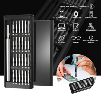 Kit Jogo Ferramenta Chave Magnética Precisão 24 Peças + Caneta de liga de alumínio com Caixa Organizadora Preta