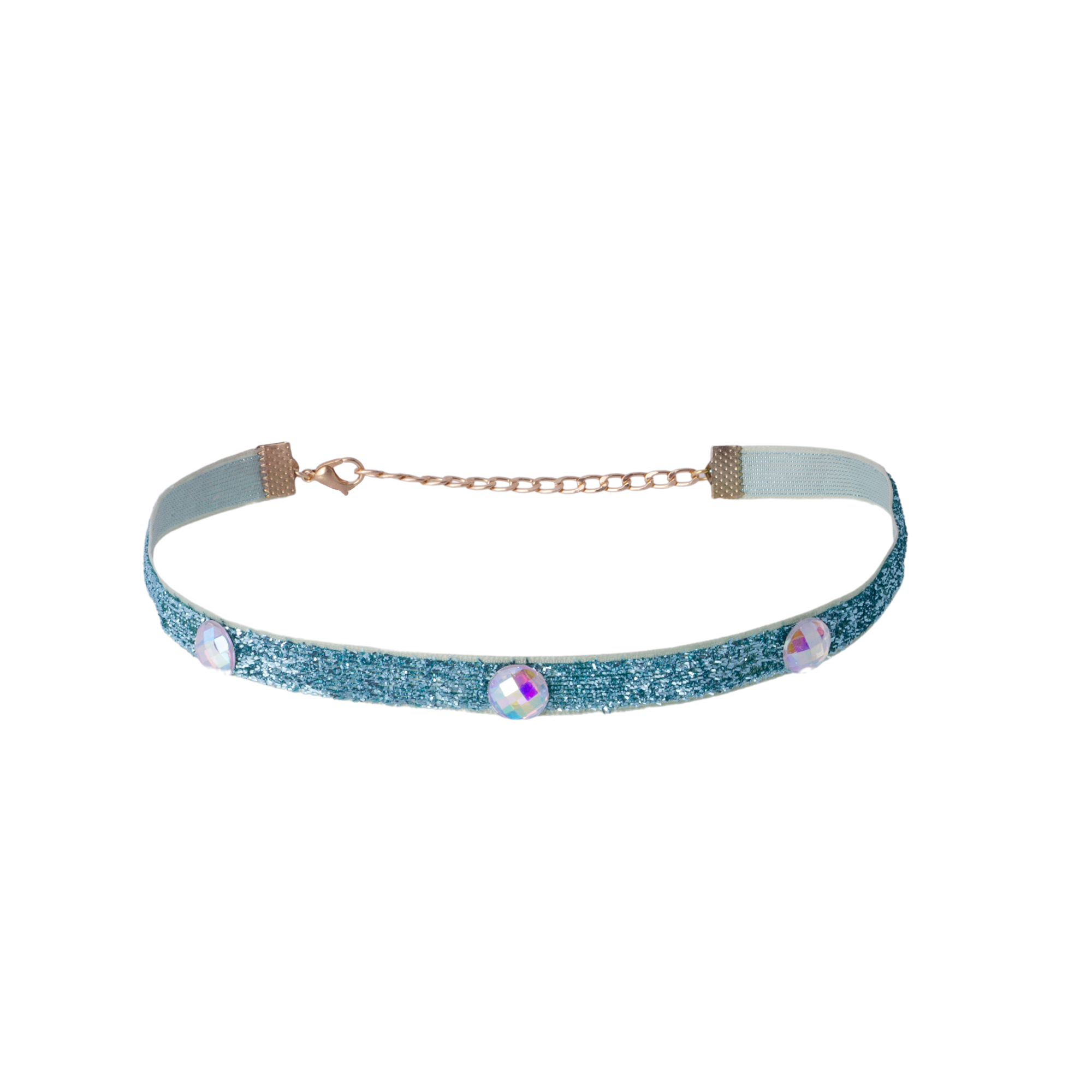 Gargantilha Choker Fina Brilhante Carnaval - Azul Claro