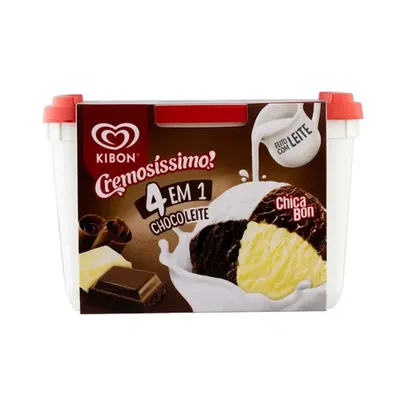 [Levando 2 R$ 32,86] Sorvete 4 em 1 Chocoleite Kibon Cremosíssimo 2 Litros