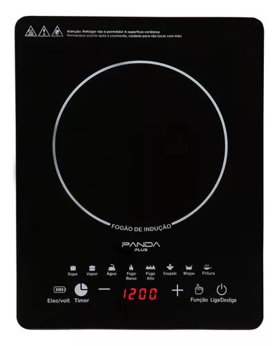 Cooktop De Indução Portátil 1 Boca Panda Plus 110v Painel Touch Screen 1200w