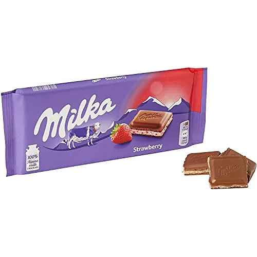 (+ Por - R$9,43)Milka Chocolate Recheado Strawberry Yogurt 100G