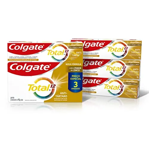 [REC][+POR-R$15,92] Colgate Creme Dental Total 12 Anti Tártaro 3 Unid 90G