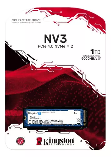 Ssd M.2 Nvme 4.0 1tb Kingston Nv3 2280 6000mb/s E 4000 Mb/s Cor Azul-escuro