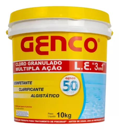 Genco 3 Em 1 Múltipla Ação Balde 10kg Cloro Para Piscina