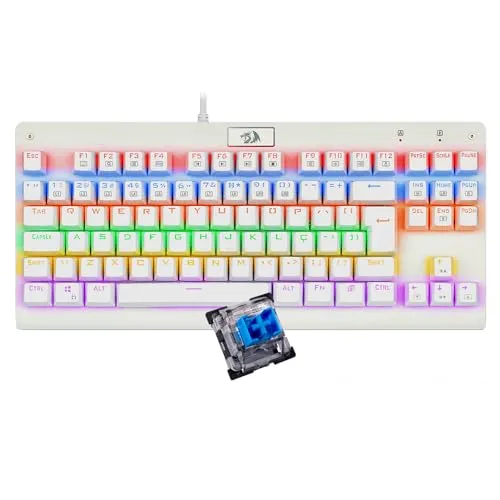 Redragon, K568W-R (PT-BLUE), Teclado Mecânico Gamer Dark Avenger, Rainbow Switch, Branco Lunar White