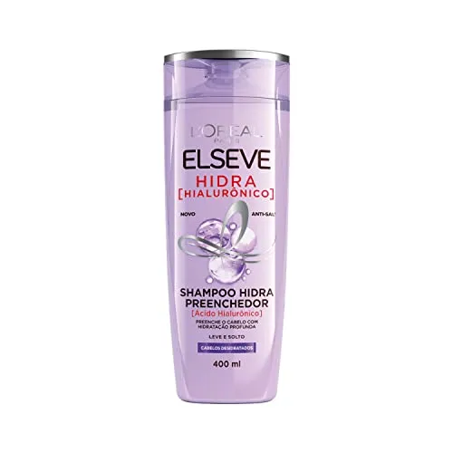 [Rec /+Por - R$13,43] L'Oréal Paris Elseve Shampoo Preenchedor Hidra Hialurônico, Preenche o Cabelo com Hidratação Profunda, 400 ml