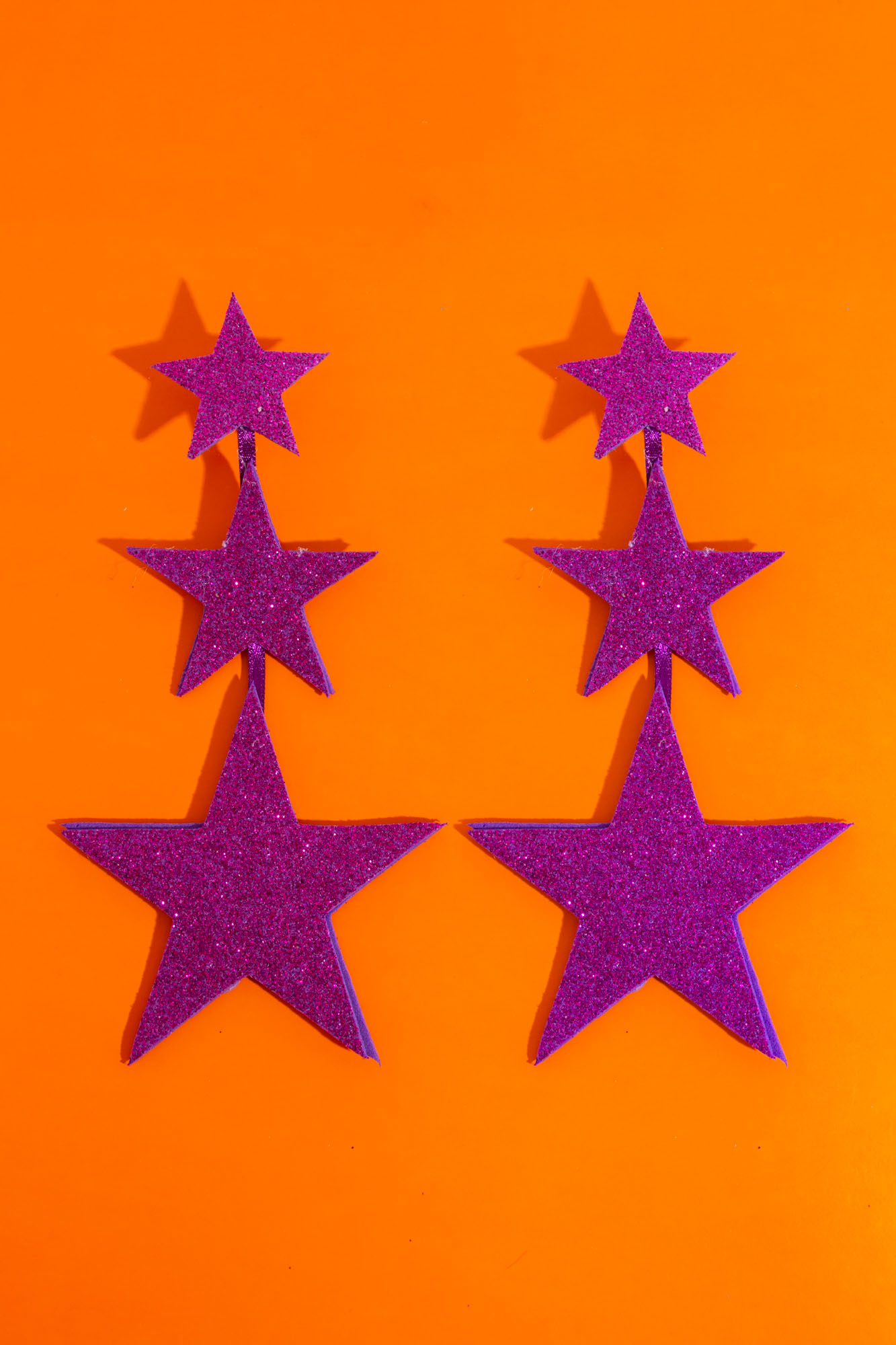 Acessório De Carnaval Brinco 3 Estrelas Roxa