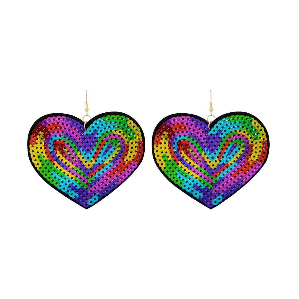 Brinco De Carnaval Coração G Com Paetês - Colorido