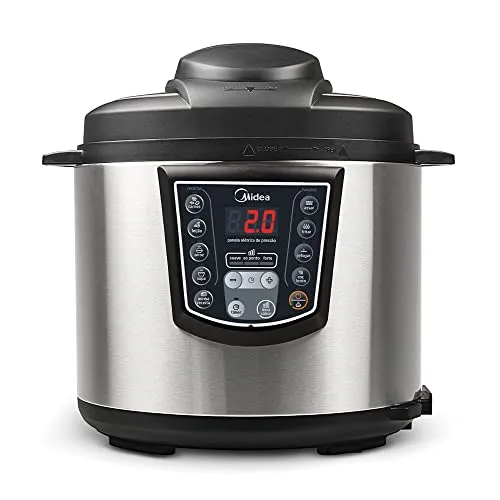 Panela de Pressão Elétrica 6L Digital, Inox/Preto, 110v, Midea