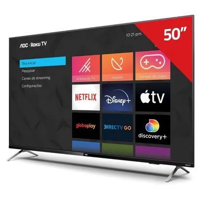 Smart TV 4K UHD 50" AOC 50U6125/78G Wi-Fi 3 HDMI 2 USB