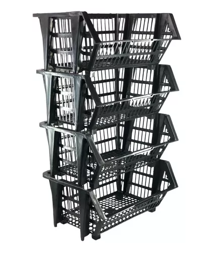Kit 4 Cestos Empilhavel Expositor Reforçado Grande Outlet