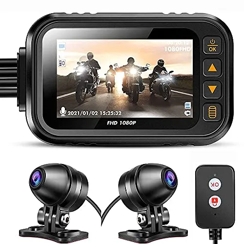 Câmera Do Painel Da Motocicleta, Lente Dupla 1080p + 720p, Ângulo De 140 °, Visão Noturna Da Tela De 3.0 Cabeças, Máximo De 128gb, Para Motociclista