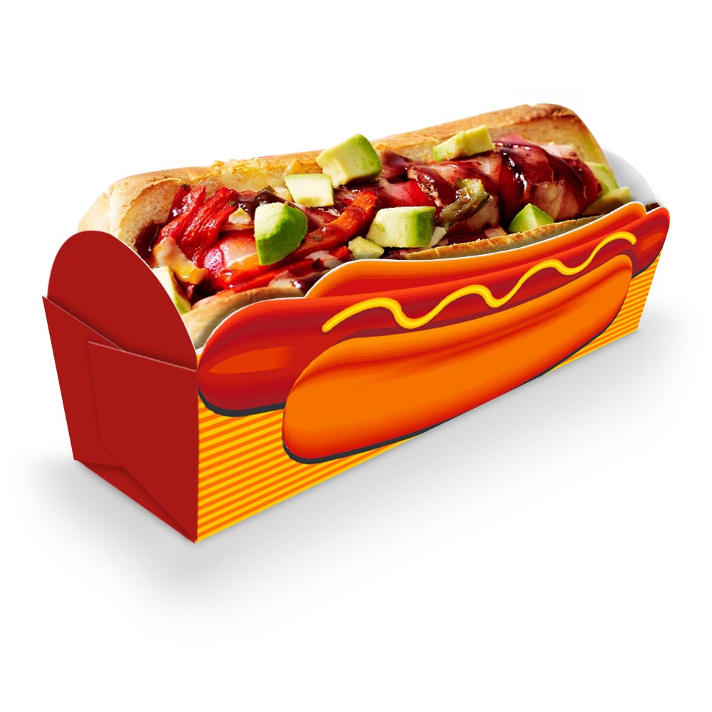 Caixinha | Embalagem para MINI Cachorro Quente LARANJA - 1.000 unidades