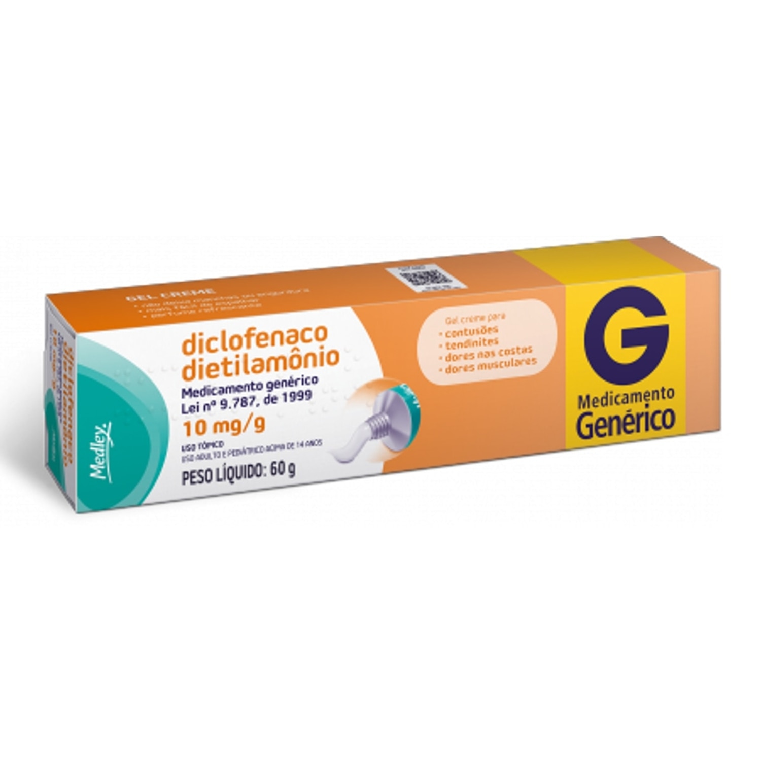Diclofenaco Dietilamonio Gel Creme 10mg 60g Medley Generico