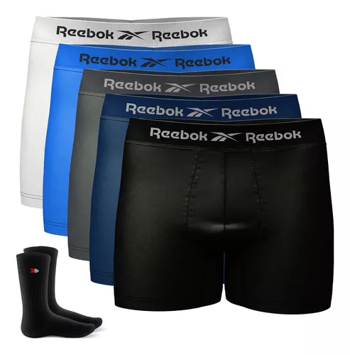 Kit 5 Cuecas Reebok Boxer Sem Costura Box+ 2 Meias Sandrini