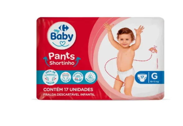 (60% OFF na 2UN) Fralda Pants Carrefour My Baby M(20) G(17) XG(15) XXG(13)