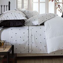 Jogo de Cama Solteiro 200 Fios Vintage Kanji Branco/Preto