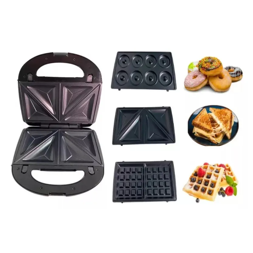 Máquina Donuts Wafler Rosquinha Sanduicheira 3 Em 1 110V