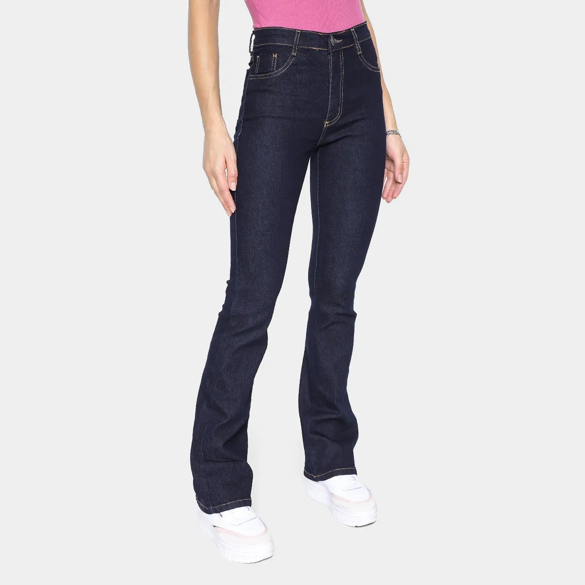 【Tam.: 36 38 40 e 46】Calça Jeans Boot Cut Sawary Lisa Cintura Alta Feminina