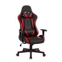 Cadeira Gamer Pelegrin, Até 150 KG, Reclinável, Em Couro PU, Preta e Vermelha - PEL-3019