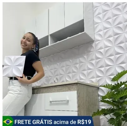 Kit 10 placas pvc 3d revestimento de parede decorativa 25 cm