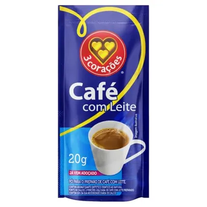 [REC] 3 Corações Café Com Leite, Sachê 20g, contém 50 unidades