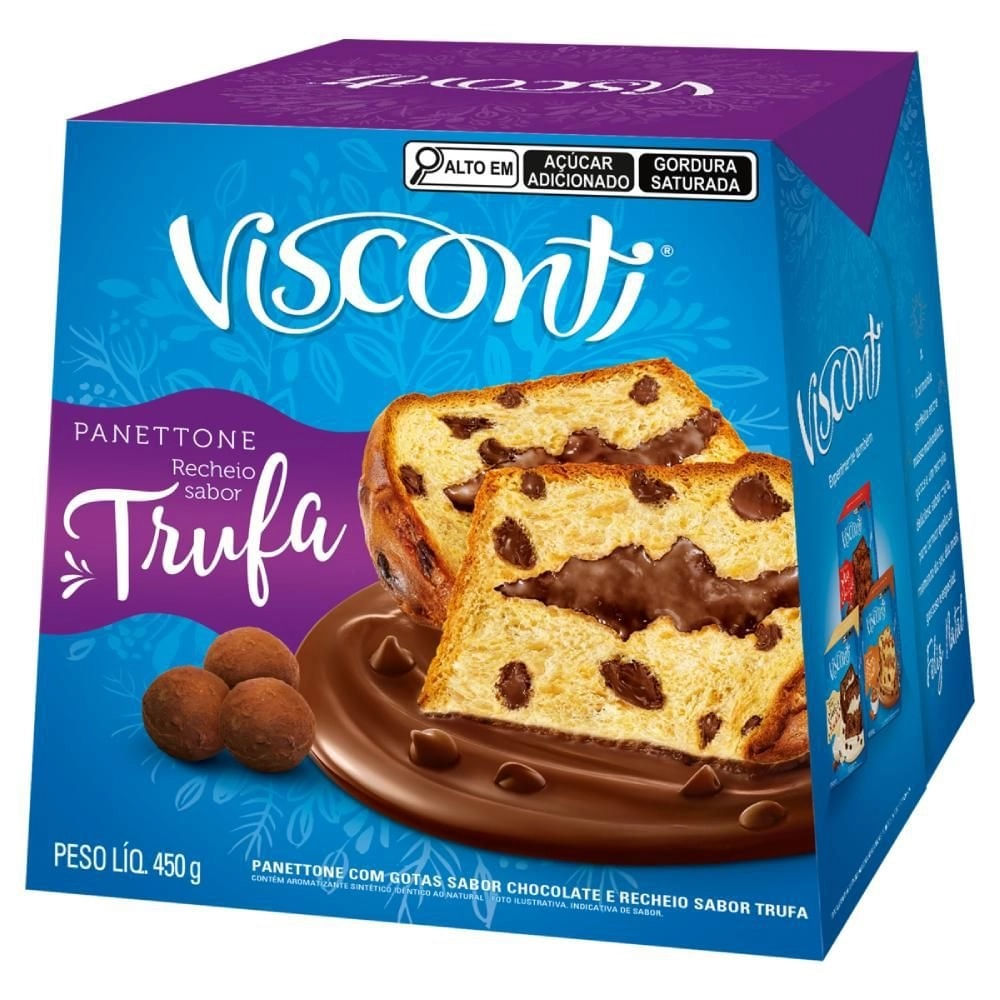 [REGIONAL] Panettone Chocolate Visconti Gotas e Recheio Sabor Trufa - 450g