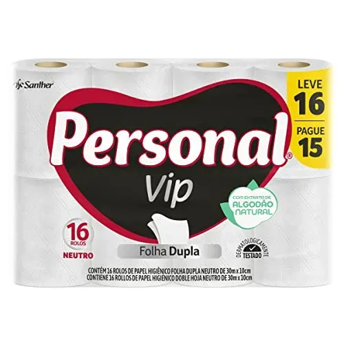 [Rec] Personal Papel Higiênico Vip Folha Dupla, 16 Unidades Branco