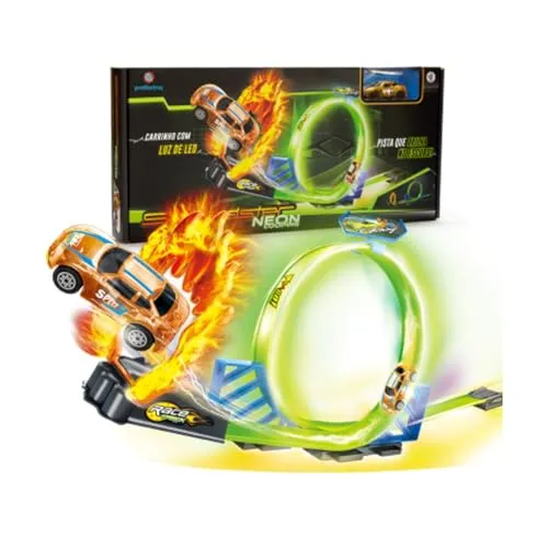 Pista Carrinho Brinquedo Neon Looping Brilha No Escuro Pk005