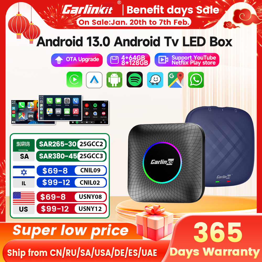 (No Brasil) Carlinkit AI Box 8GB/128GB Android 13 QCM6225