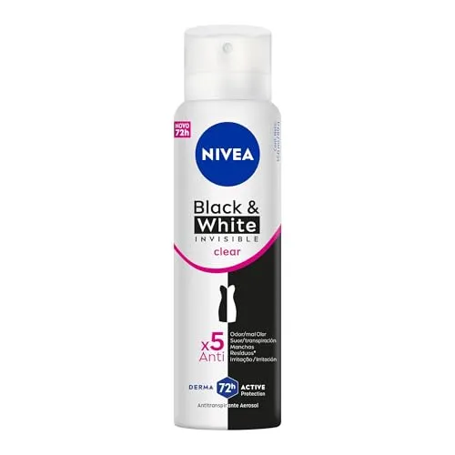 [+POR-R$7,67 / REC] NIVEA Desodorante Antitranspirante Aerossol Invisible Black & White Clear 150ml