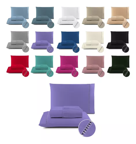 Jogo De Lençol 400 Fios Ponto Palito Cama Queen Saldão