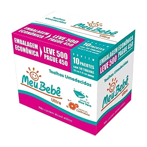 Toalhas Umedecidas Meu BebÊ Ultra - 500 Unidades
