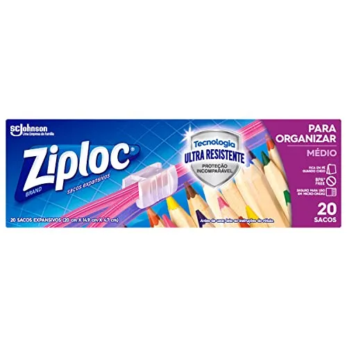 [Rec] Ziploc Saco Hermético Organizador de Gaveta, para Itens de Cozinha, Tamanho Médio 20,3 cm x 14,9 cm x 4,7 cm, com 20 unidades