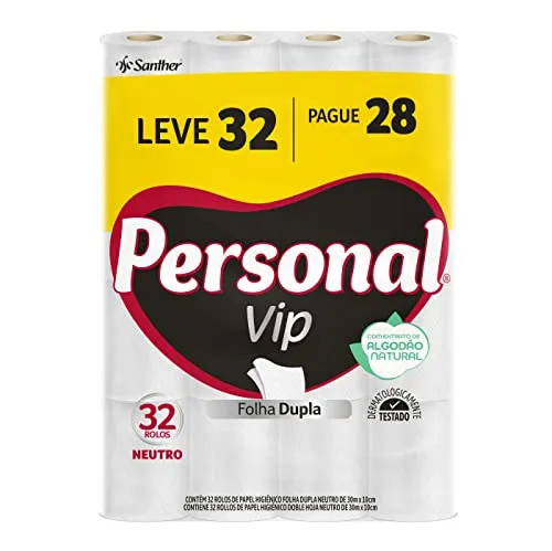 [REC] Personal Papel Higiênico VIP Folha Dupla Leve 32 Pague 28 rolos 30M