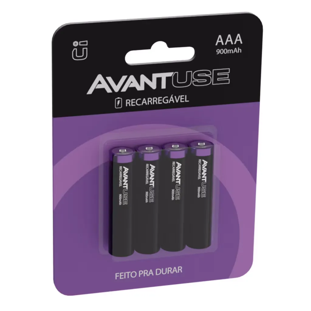 Kit 4 Pilhas recarregável AAA (palito) 1.000 Mah 1.2v Avant