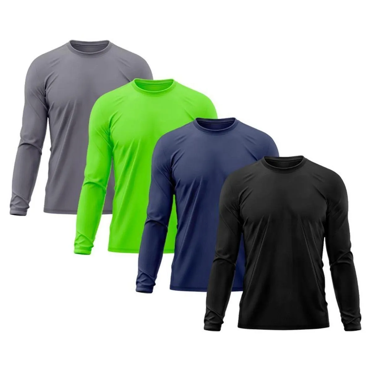 Kit 4 Camiseta Masculina Segunda Pele Proteção Solar UV Térmica Praia Manga Longa Blusa Camisa