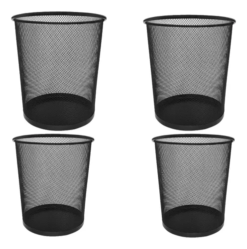 Kit 04 Lixeira Cesto De Lixo Escritório Telada Metal Aramado