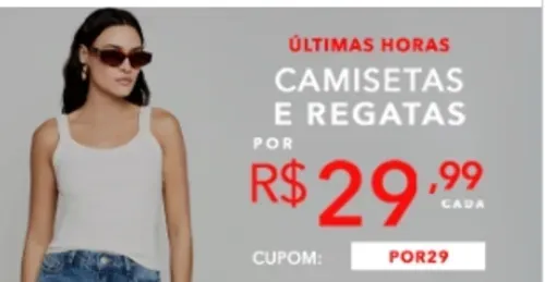 Camisetas por R$ 29,99 é na Hering Outlet