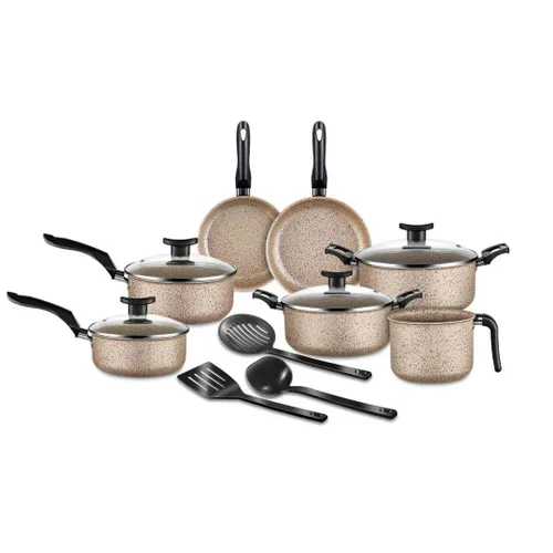 Jogo De Panelas 10 Peças Bianco Antiaderente Com Tampa De Vidro