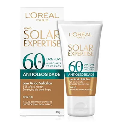 [Pague 2 Leve 3 | REC R$ 25,32] Protetor Solar Facial L'Oréal Paris Solar Expertise Antioleosidade Fps60 Cor 3.0 Média 40G