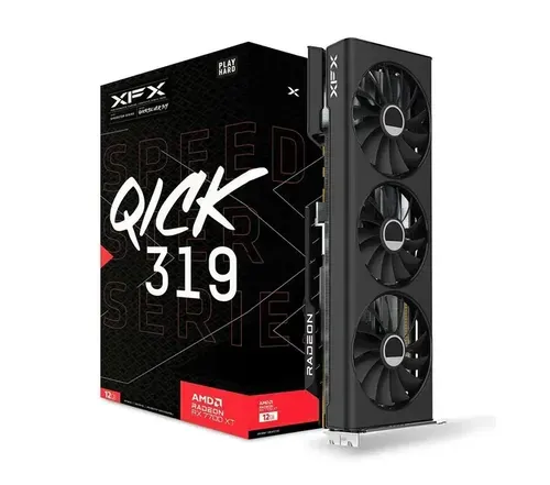 Placa de Vídeo RX 7700XT Gaming 12G XFX Speedster QICK AMD Radeon, 12GB GDDR6, HDMI, 3xDP 3 FAN - RX-77TQICKB9